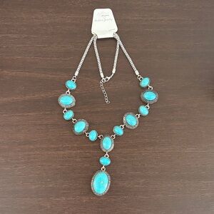 Fashion Jewelry Turquoise Blue Multi-Stone Necklace. Turquoise squash blossom.